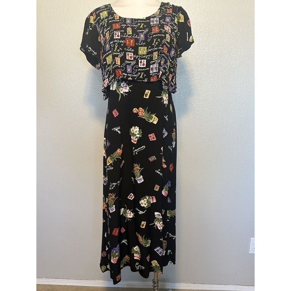 Lauren Michelle Hawaii Dress Floral Rayon Print Spring Garden Botanical sz.L - Picture 6 of 13